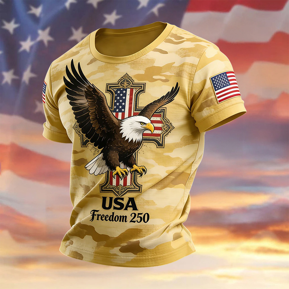 Retro Faith Freedom 250th Anniversary American T-Shirt Patriotic Clothes 4Th Of July Gift