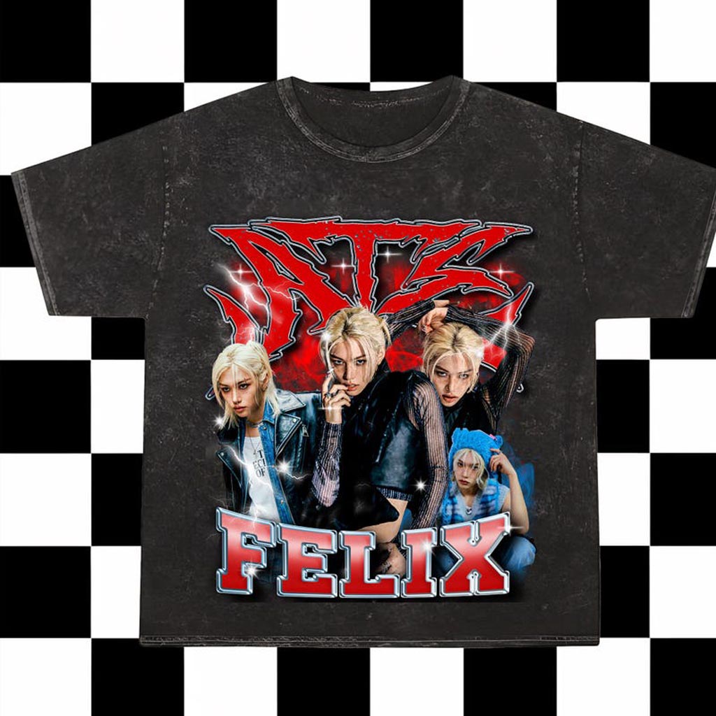 Retro Felix Stray Kids Domiate Mineral Wash Shirt Stray Kids DomiAte In US T-Shirt Stray Kids Merch Retro Felix Stray Kids Domiate Mineral Wash Shirt Stray Kids DomiAte In US T-Shirt Stray Kids Merch