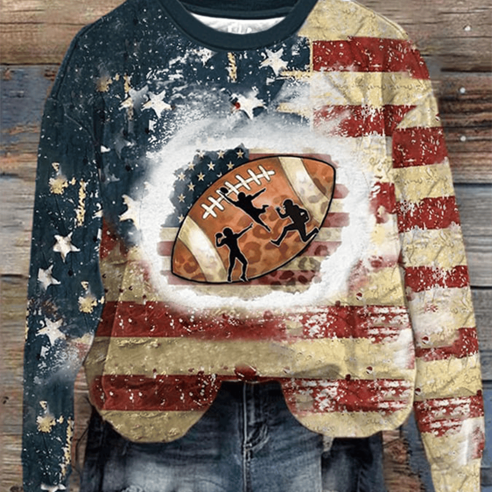 Retro Football American Flag Vintage Sweatshirt Game Day Clothing Football Fan Gift