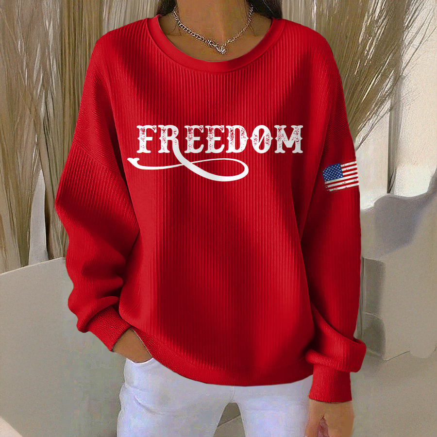 Retro Freedom Red Friday Sweatshirt Patriotic Graphic Apparel Freedom Gift For Her