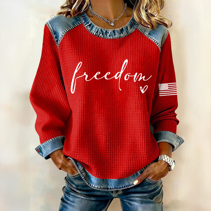 Retro Freedom Sweatshirt On Friday We Wear Red Clothing Cool Gift For Patriots