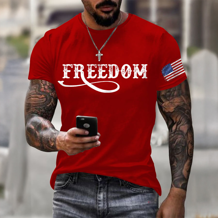 Retro Freedom T-Shirt American Flag On Friday We Wear Red Shirt Patriotic Gift Idea