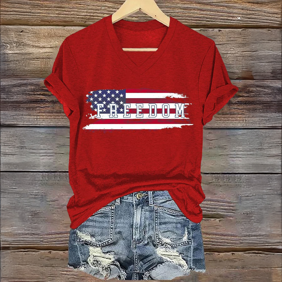 Retro Freedom USA Flag T-Shirt On Friday We Wear Red Clothes Best Present For Patriots