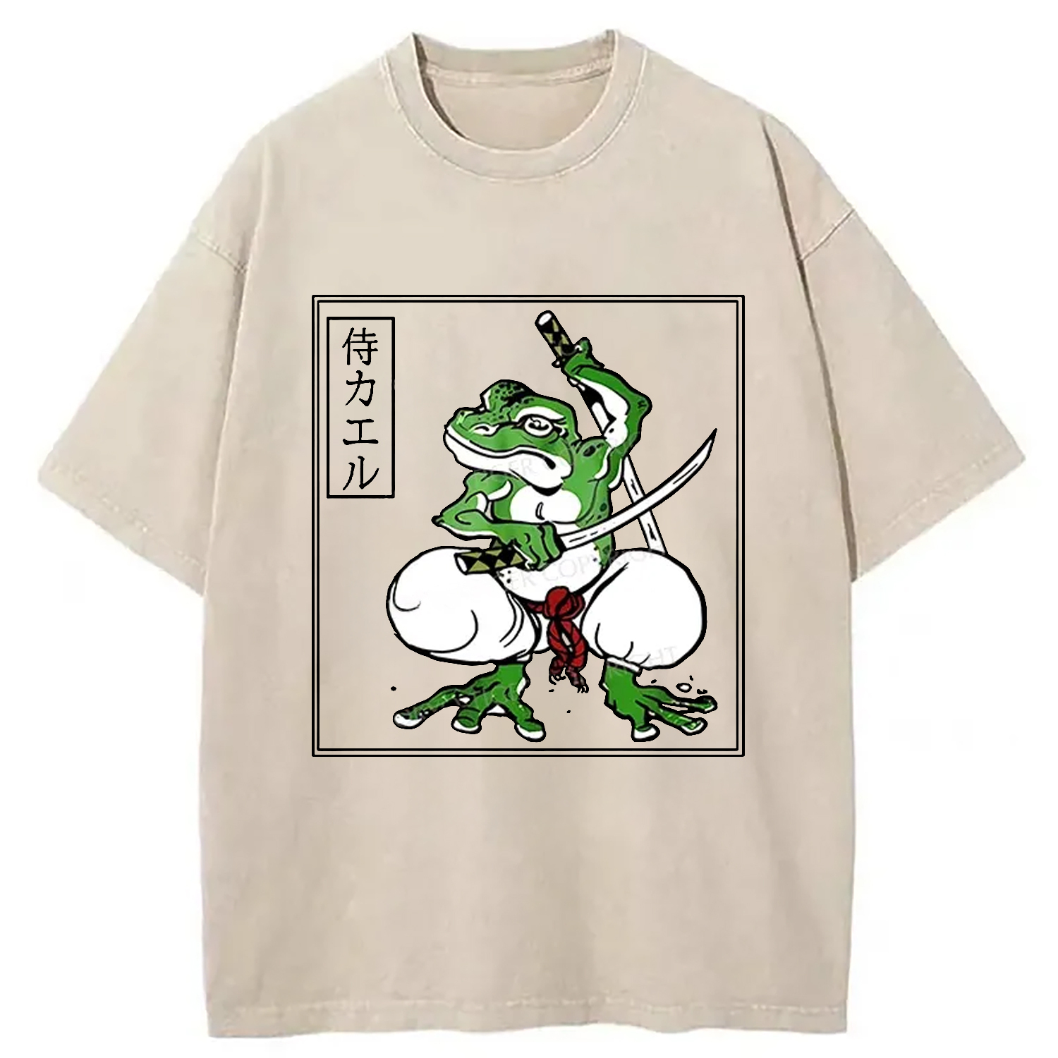 Retro Frog Samurai Washed T-Shirt Funny Quote Unisex Shirt Gifts For Friends