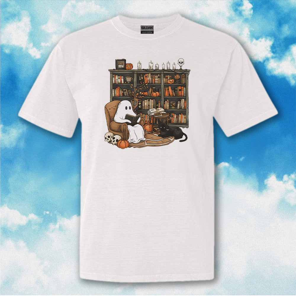 Retro Ghost Reading Books Shirt Vintage Halloween T-Shirt Gifts For Friends