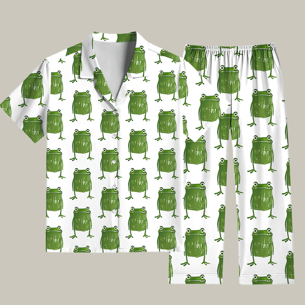 Retro Green Frog Pajama Set Cool Xmas Apparel Christmas Gifts For Her