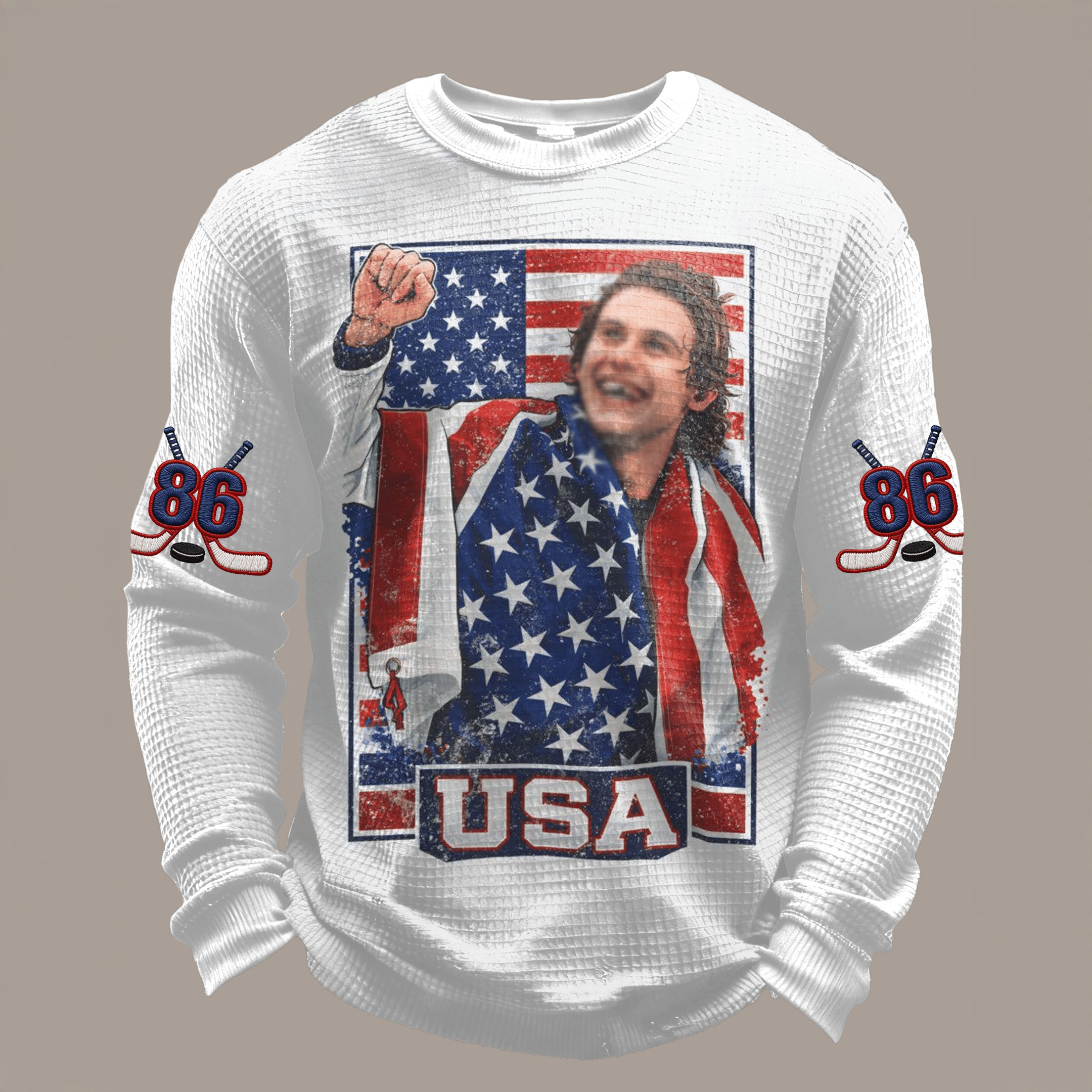 Retro Hughes USA Ice Hockey 86 Long Sleeve Shirt Ice Hockey Winter Olympics Clothing Line