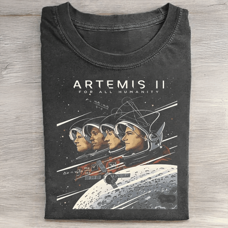 Retro Humanity Returns To The Moon T-Shirt First Lunar Flyby 2026 Clothes Cool Gift For Friends