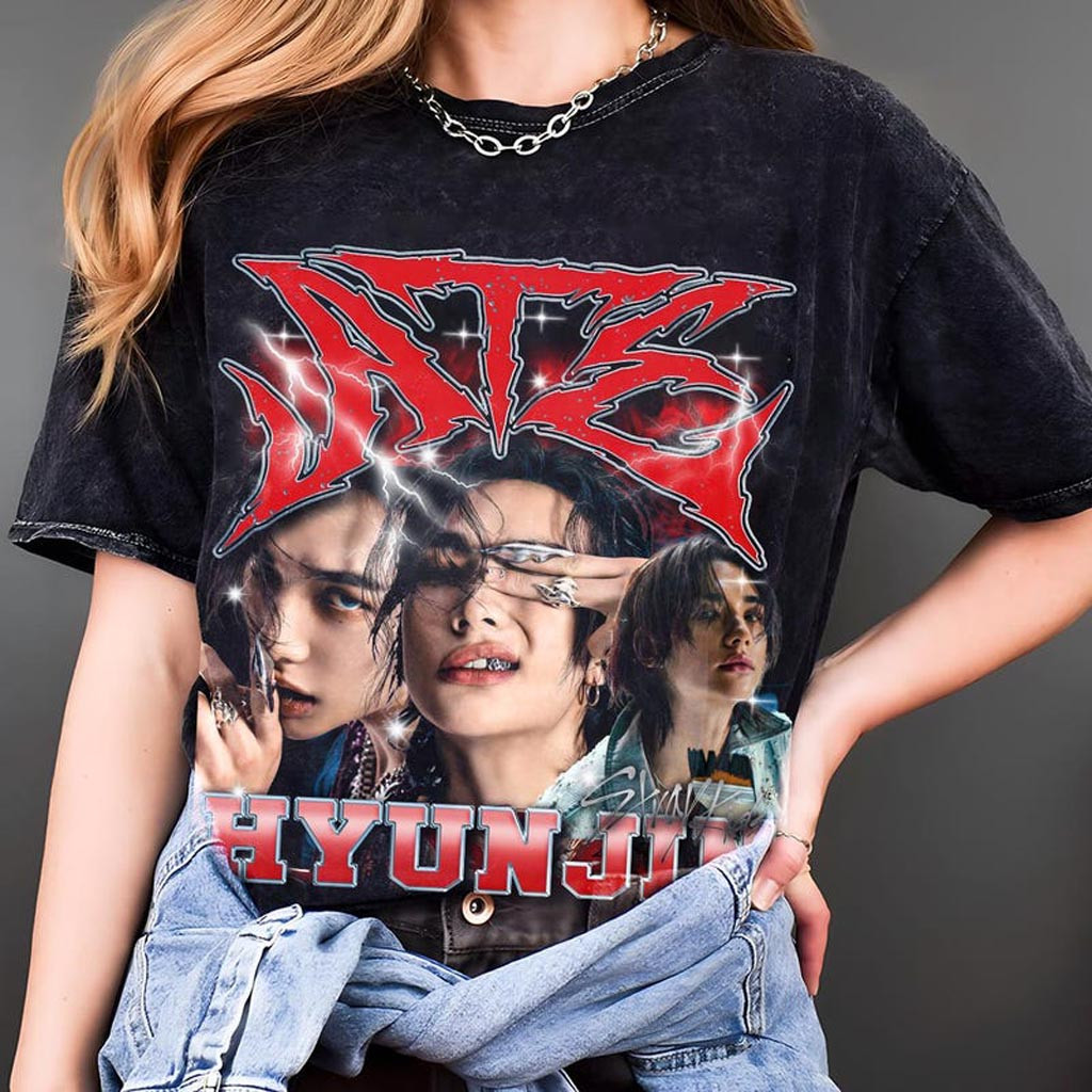 Retro Hyunjin Stray Kids Domiate Mineral Washed Tee Stray Kids DomiAte in US Shirt Stray Kids