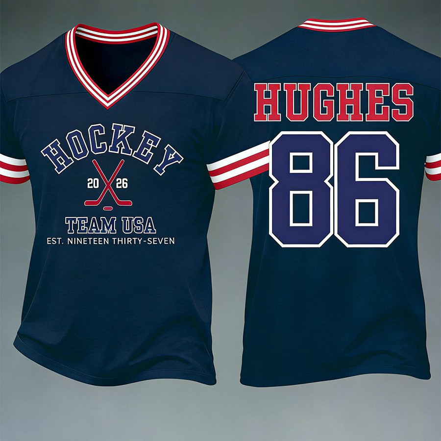 Retro Ice Hockey Commemorative V-neck Jersey Hockey Team USA 2026 Shirt Best Fan Gift