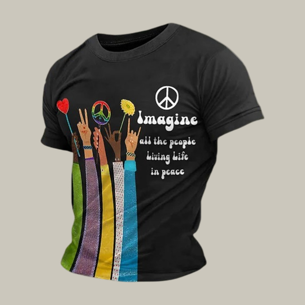 Retro Imagine All The People Living Life In Peace T-Shirt John Lennon Music Lyrics Shirt Fan Gift