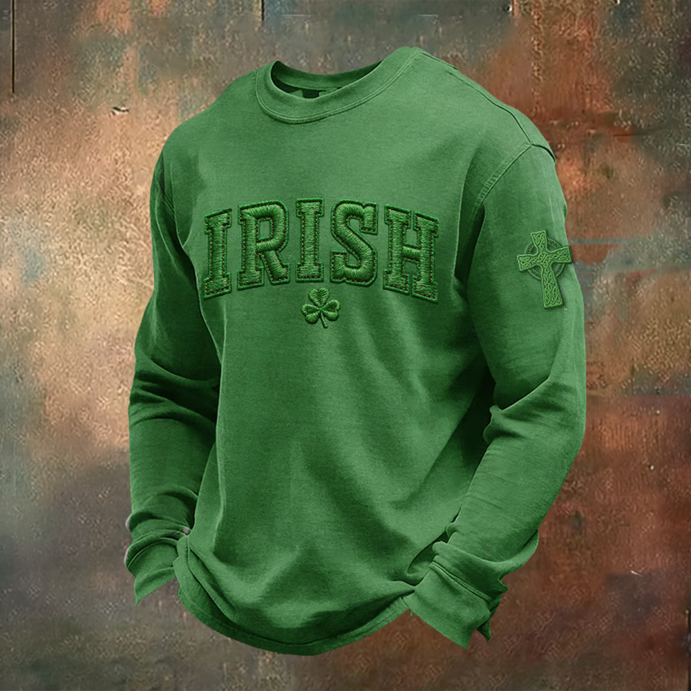 Retro Irish Shamrock Long Sleeve Shirt St Patrick's Day Apparel St Paddys Day Outfit