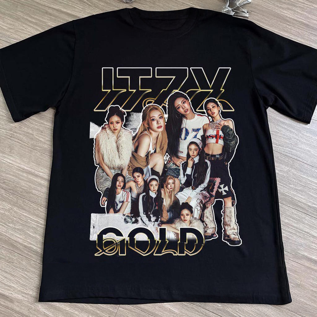 Retro Itzy Gold Shirt ITZY Born to Be 2nd World Tour Shirt Itzy Gold Album Merch Itzy