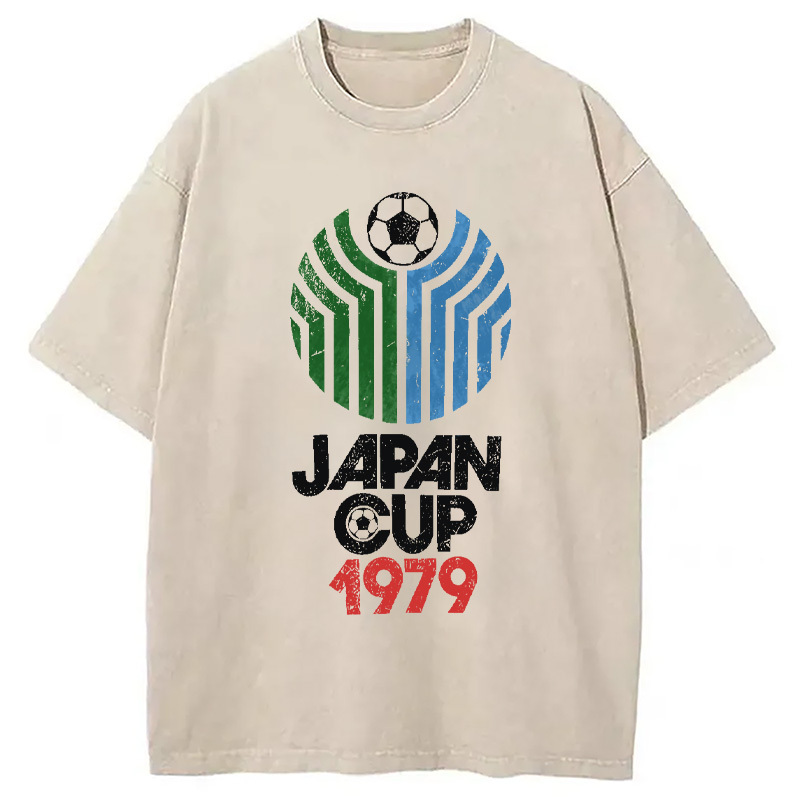 Retro Japan Cup 1979 Soccer Washed T-Shirt Soft Comfortable Daily T Shirt Gifts For Him