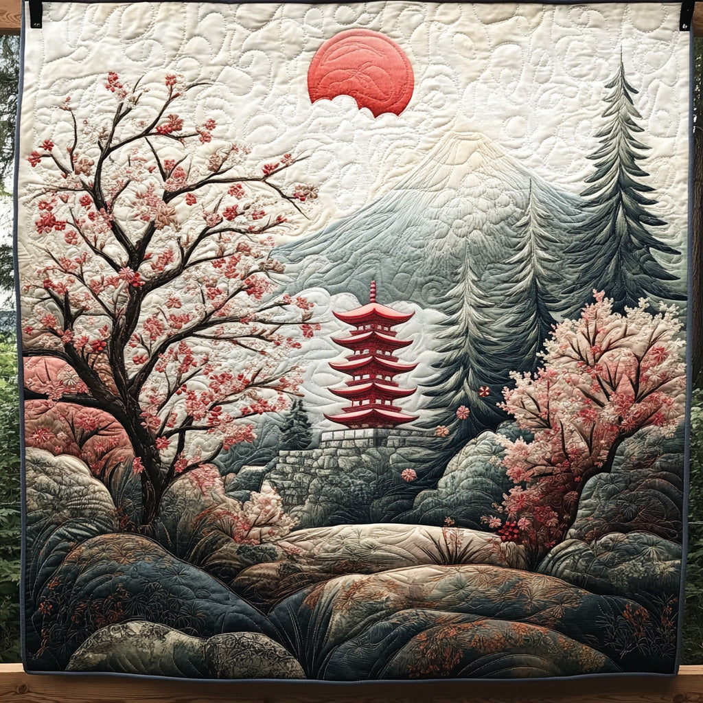 Retro Japanese Pagoda Quilted Blanket Home Bedding Decor Christian Christmas Gifts For Mom