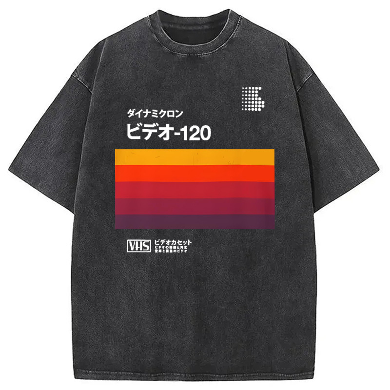 Retro Japanese VHS Cassette Washed T-Shirt Everyday Comfort Graphic Shirt Gifts For Him