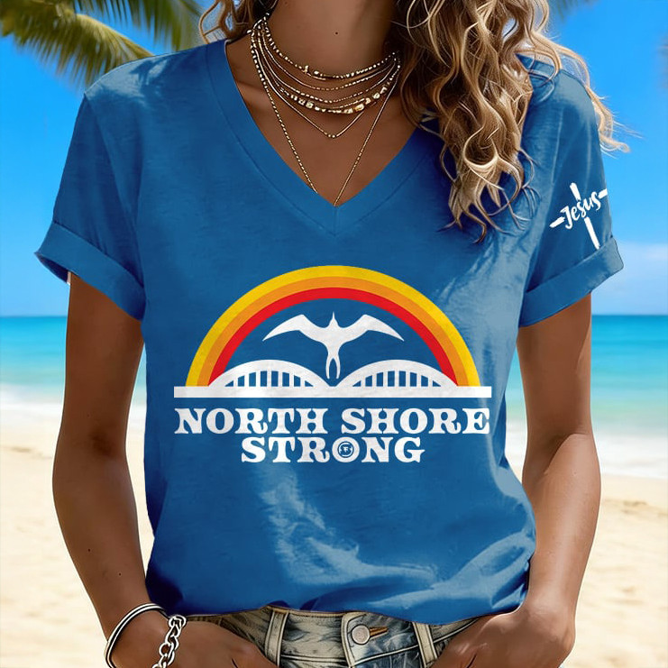 Retro Jesus North Shore Strong Faith V-Neck Shirt Galathreads Shirt Girlfriend Gift Ideas