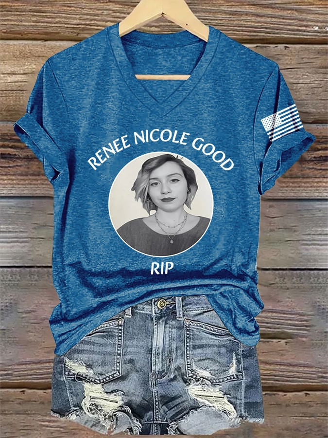 Retro Justice For Renee Nicole Good V-Neck Shirt Get The Fck Out Of Minneapolis Shirt