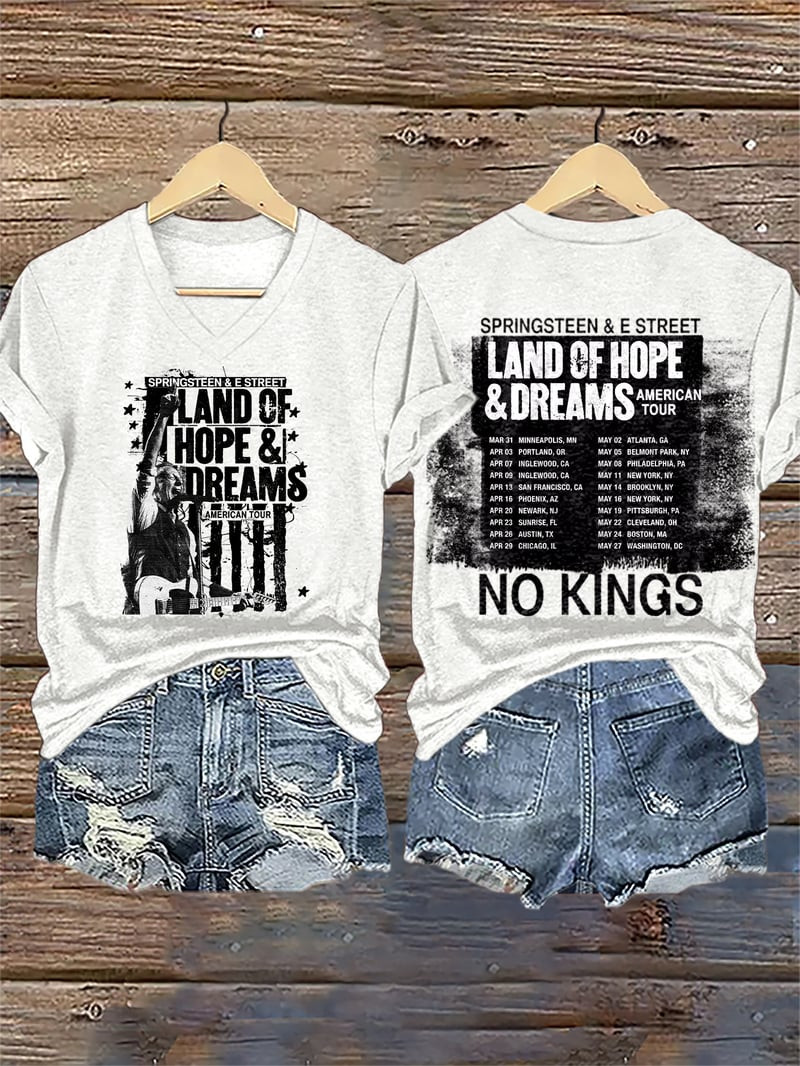 Retro Land Of Hope And Dreams V-Neck Shirt No Kings Clothing Unique Gift Ideas