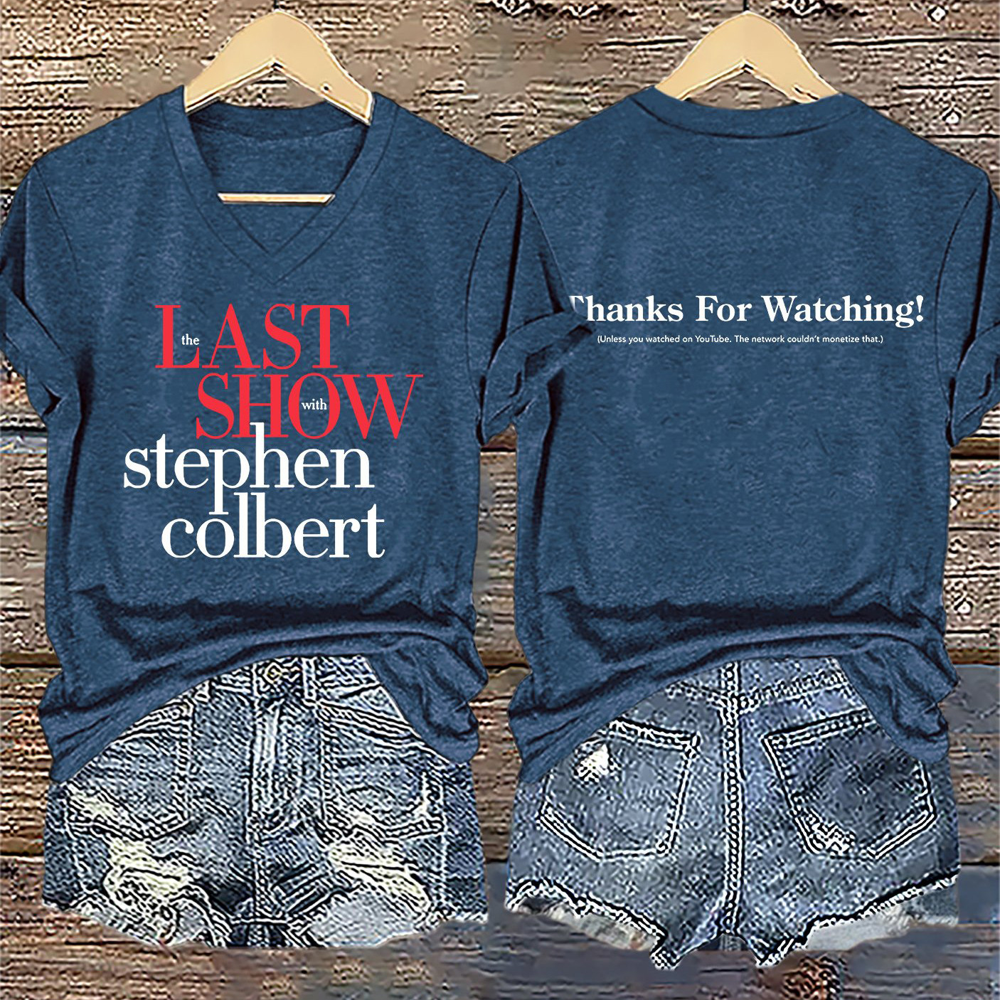 Retro Last Show Thanks For Watching V-Neck Shirt Stephen Colbert Final Show Apparel Present For Fans