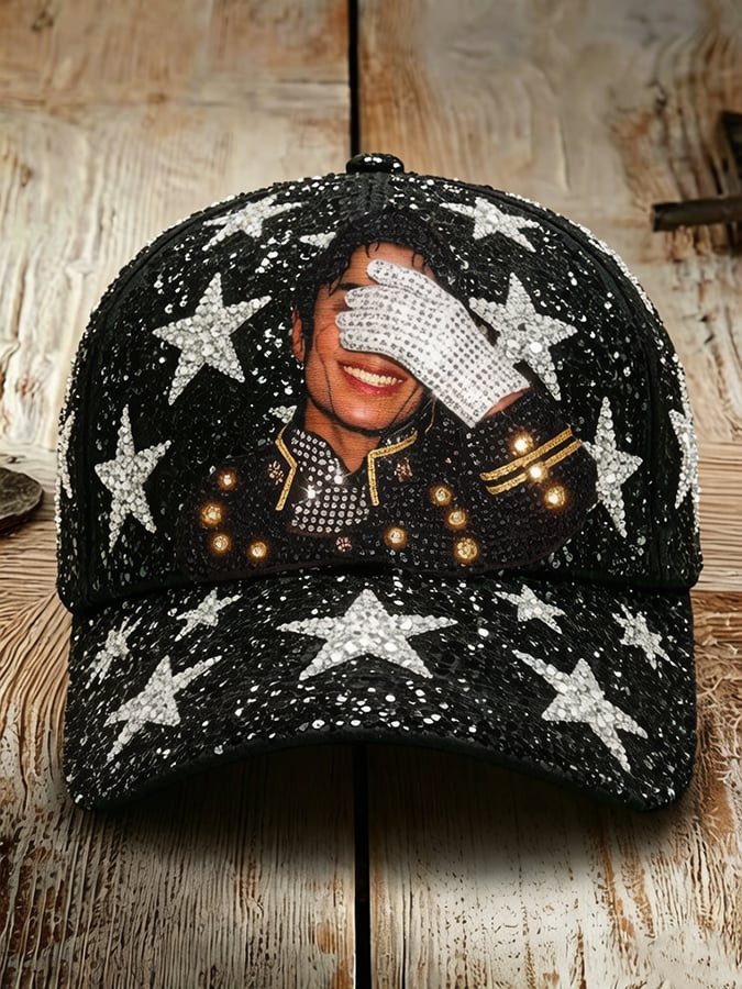 Retro Memorial King Of Music Rhinestone Hat Micheal Jackson Baseball Cap Gift For Brother