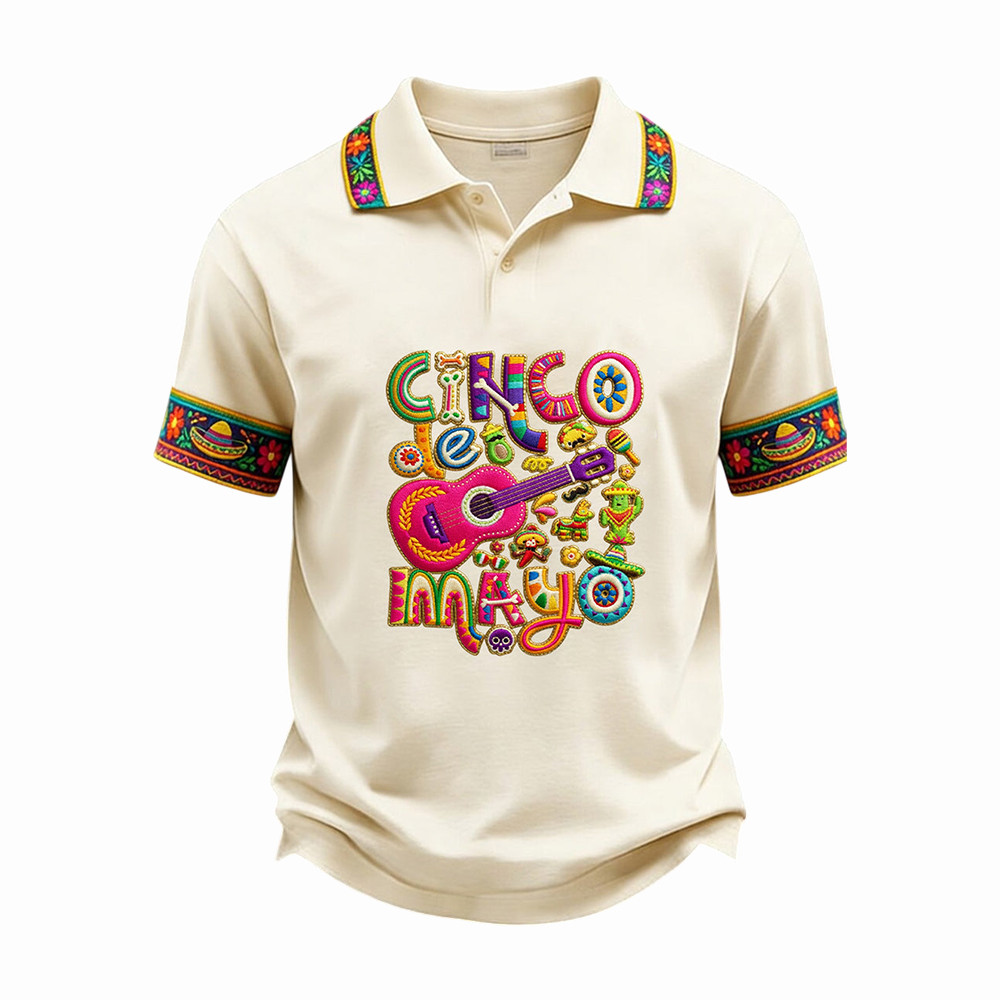 Retro Mexican Cinco De Mayo Art Polo Shirt Mexican American Culture Clothes Gift For Father