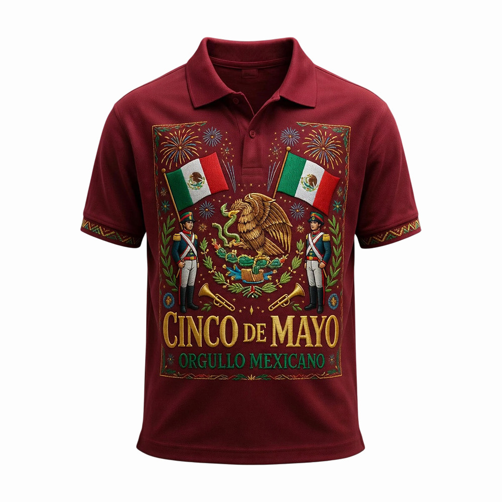 Retro Mexican Cinco De Mayo Art Polo Shirt Mexican American Culture Shirt Birthday Gift For Dad