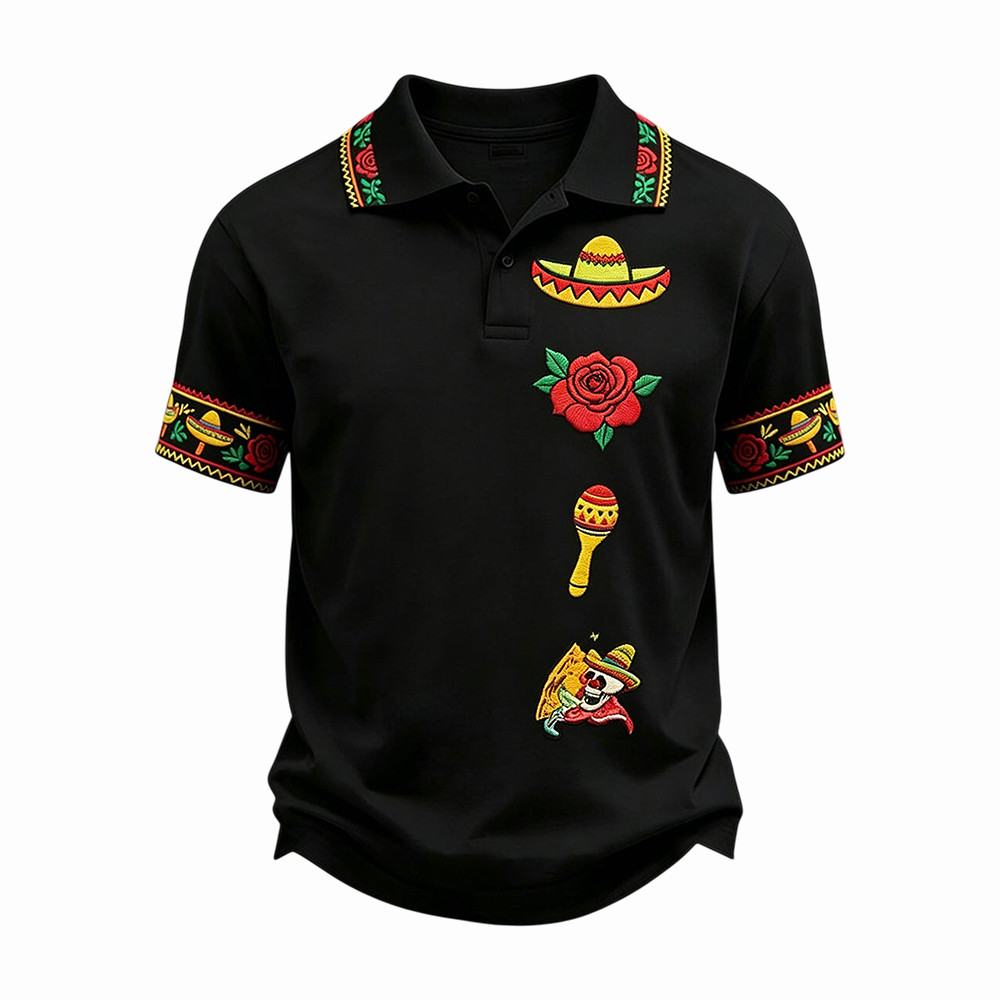 Retro Mexican Cinco De Mayo Art Polo Shirt Mexico Festival Clothes Gift Idea