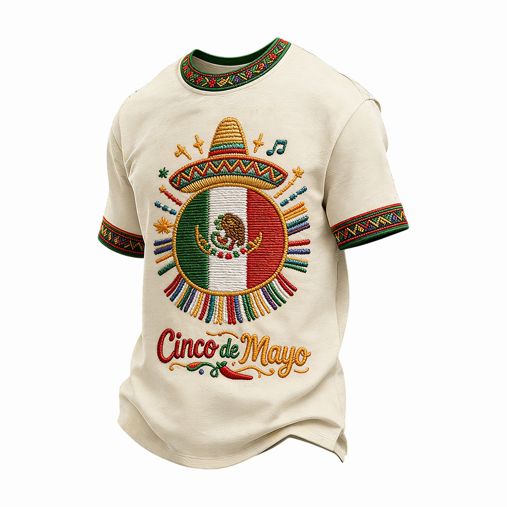 Retro Mexican Cinco De Mayo Art T-Shirt Mexican American Culture Clothing Line