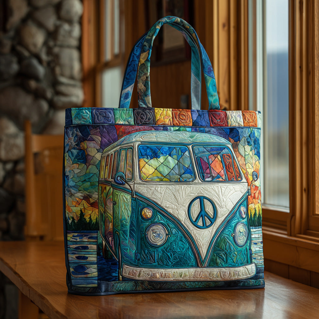 Retro Motion Quilted Tote Bag Car Racing Presents