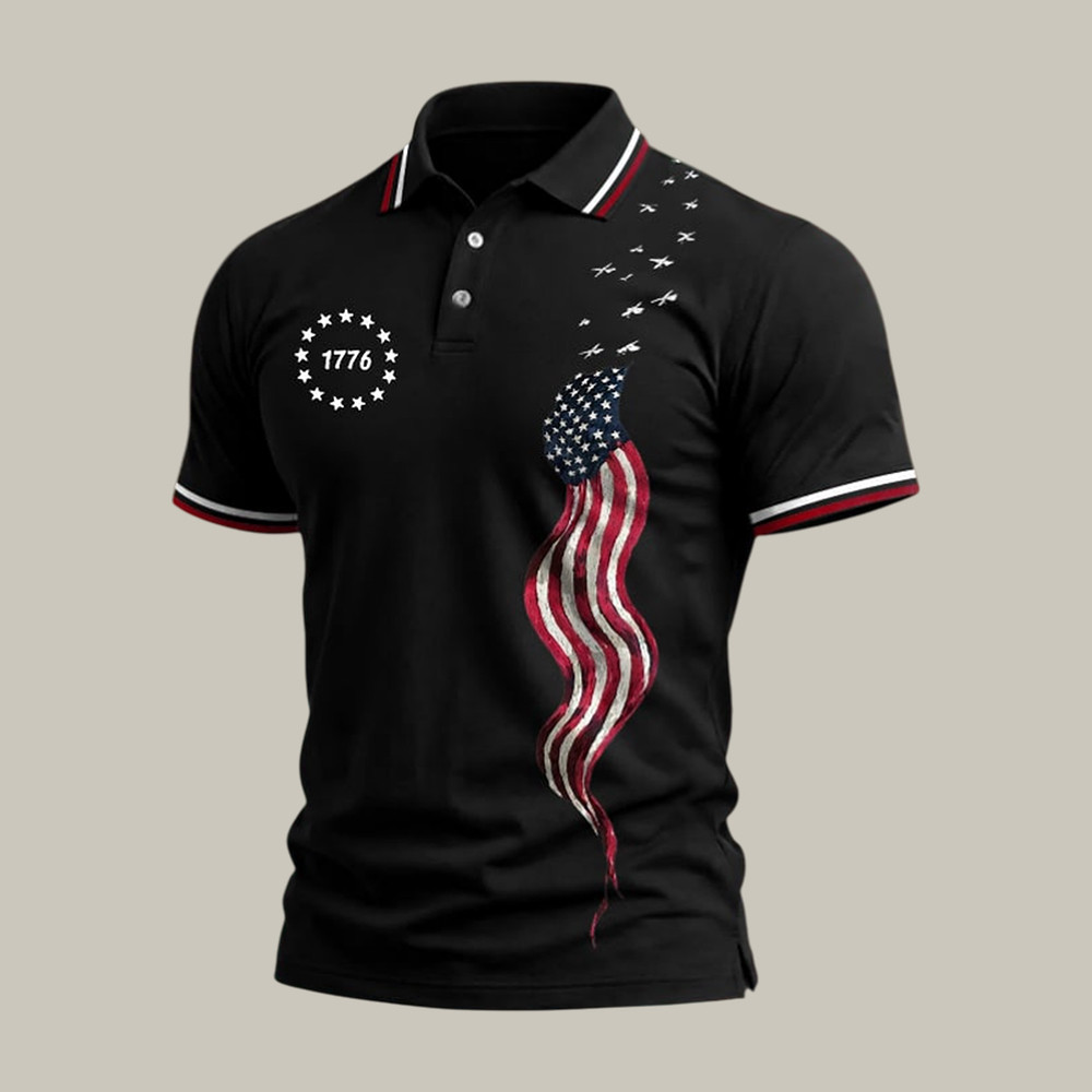 Retro National Flag 1776 Polo Shirt July 4 Clothes Patriotic Present For Husband