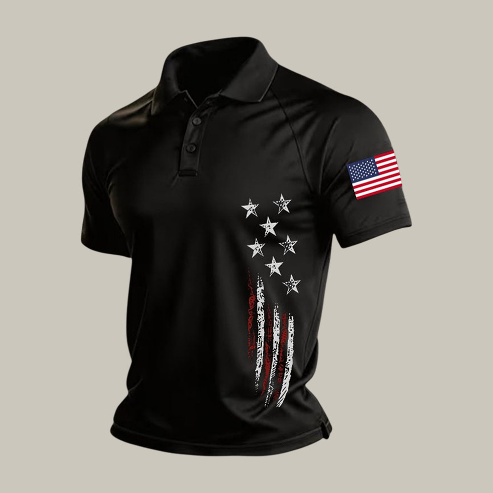 Retro National Flag Graphic Polo Shirt Independence Day 2026 Clothes Fourth Of July Gift
