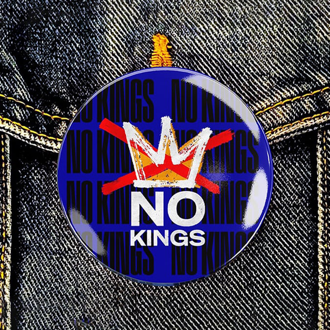 Retro No Kings Day Button Pin Anti Facism Merch Best Present For Protesters