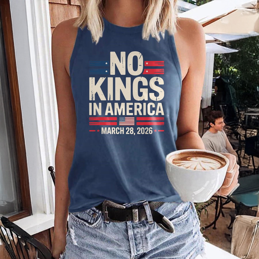 Retro No Kings In America March Tank Top Anti MAGA Clothes Political Themed Gift