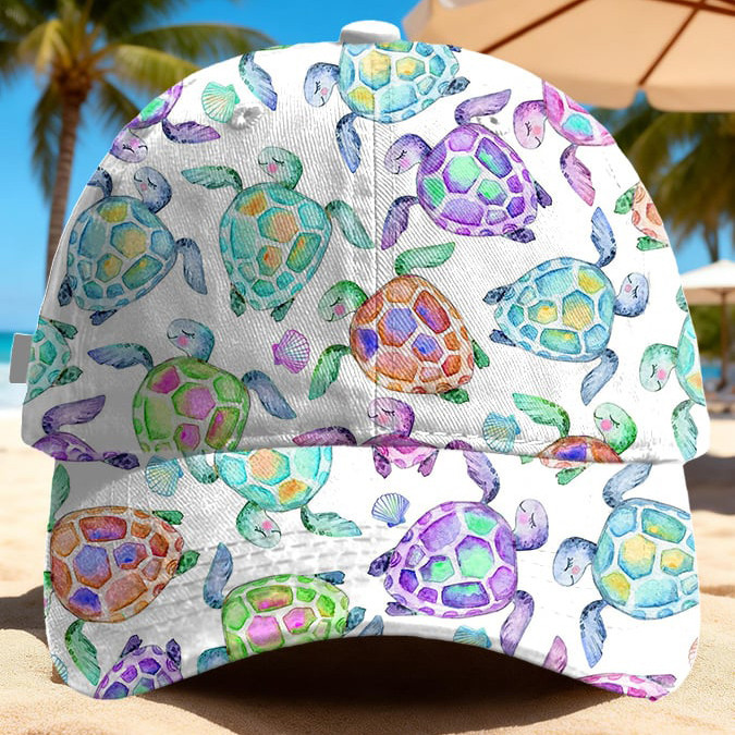 Retro Ocean Colorful Sea Turtle Hat Galathreads Baseball Cap Good Gift For Mother