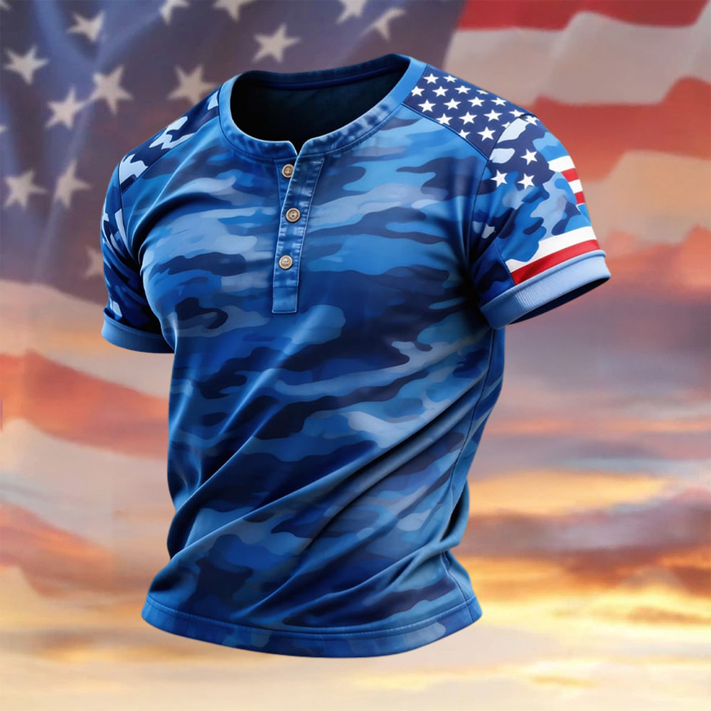 Retro Patriotic American Flag Button Shirt Independence Day 2026 Merch 4Th Of July Present