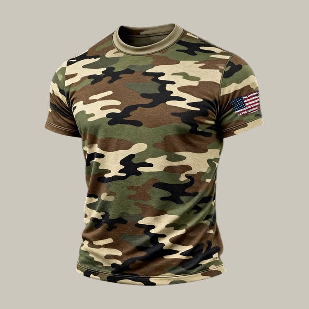 Retro Patriotic American Flag Camo T-Shirt Independence Day 2026 Shirt Gift For Patriots