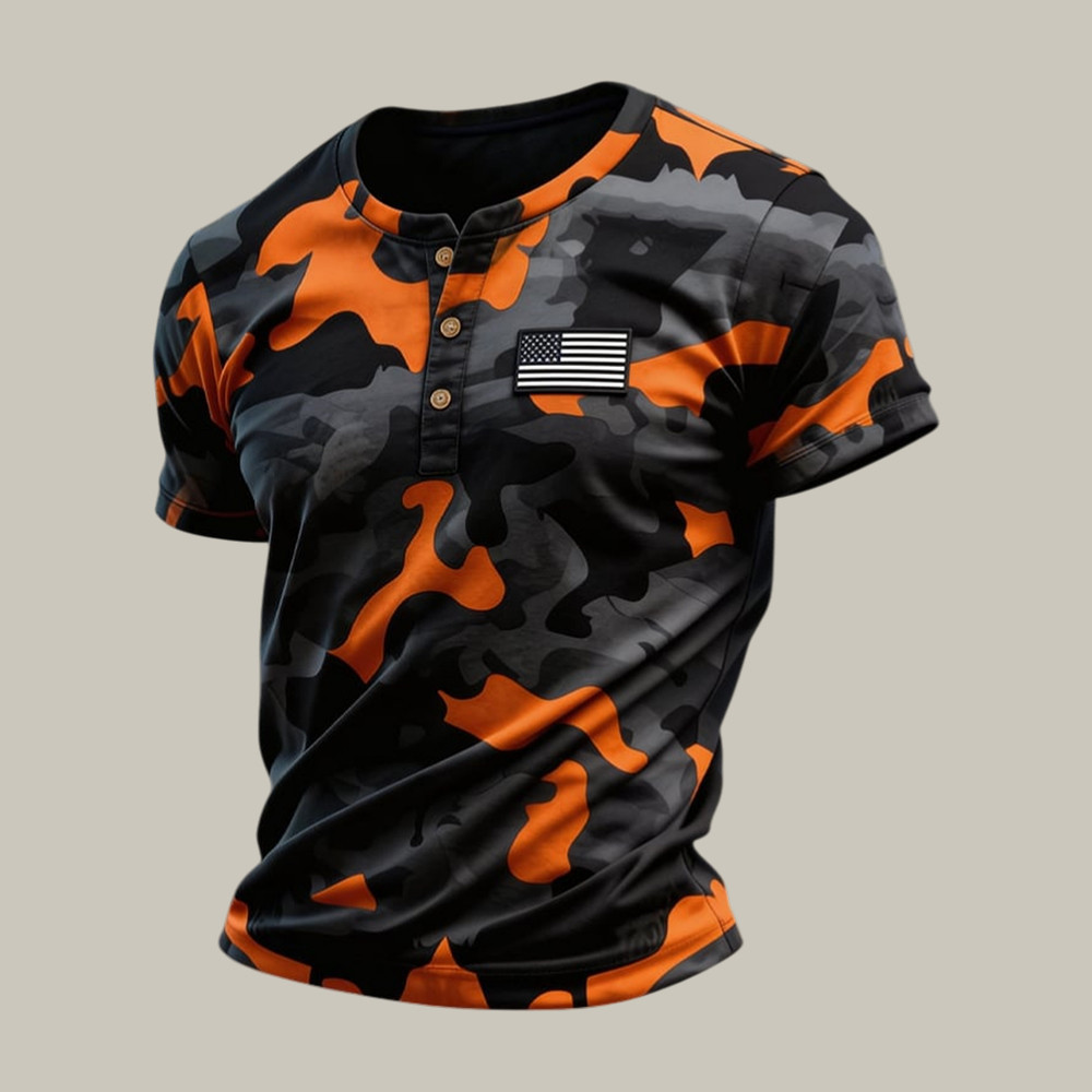 Retro Patriotic American Flag Camouflage Button Shirt July 4 Outfits Present For Brothers