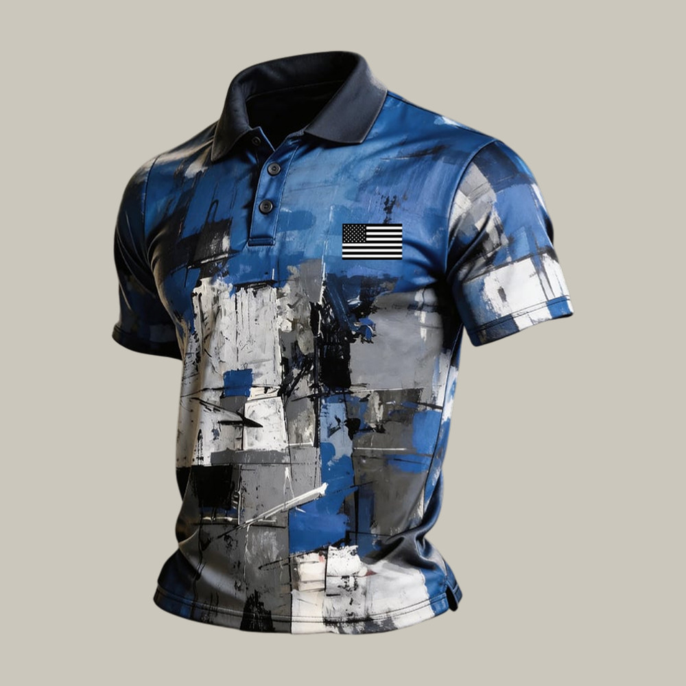 Retro Patriotic American Flag Graphic Polo Shirt Fourth Of July Merch Cool Gift For Patriots