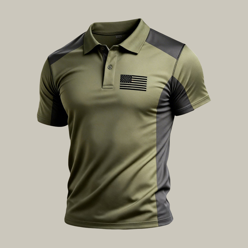 Retro Patriotic American Flag Logo Polo Shirt Independence Day 2026 Shirt