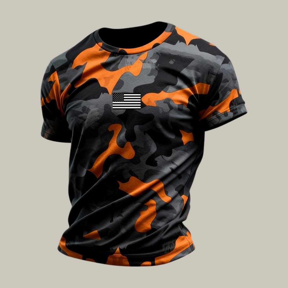 Retro Patriotic Camouflage American Flag T-Shirt Fourth Of July Shirt Cool Gift For Patriots