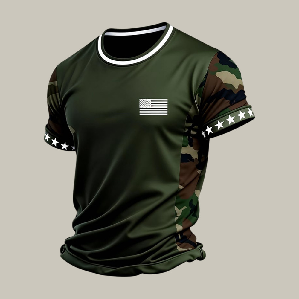 Retro Patriotic Camouflage American Flag T-Shirt Fourth Of July Shirt Gift For Husband