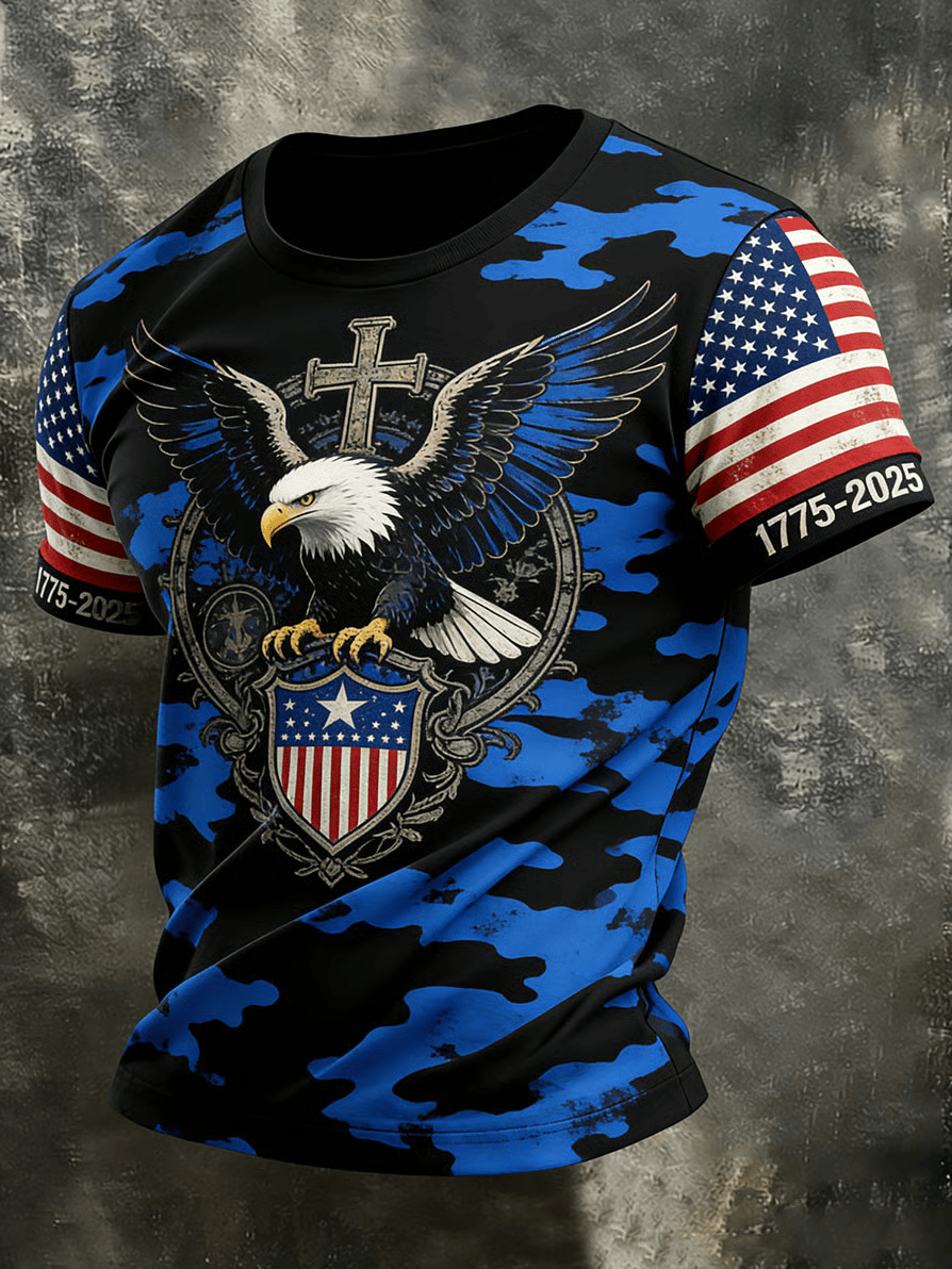 Retro Patriotic Eagle American Flag T-Shirt Patriotic Apparel Gifts For Him