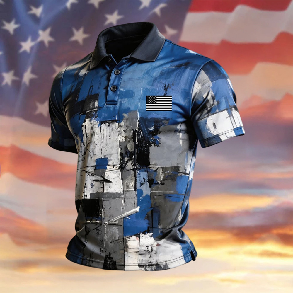 Retro Patriotic Graphic Design Polo Shirt American Flag Apparel Independence Day 2026 Present