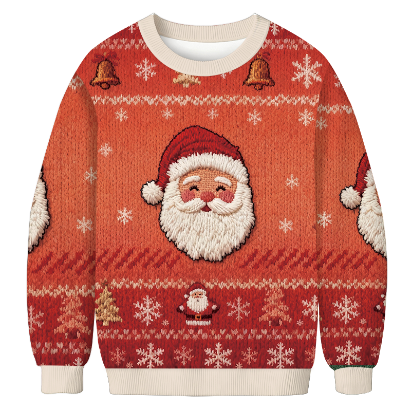 Retro Realistic Santa Christmas Ugly Sweatshirt Christmas Gift For Family