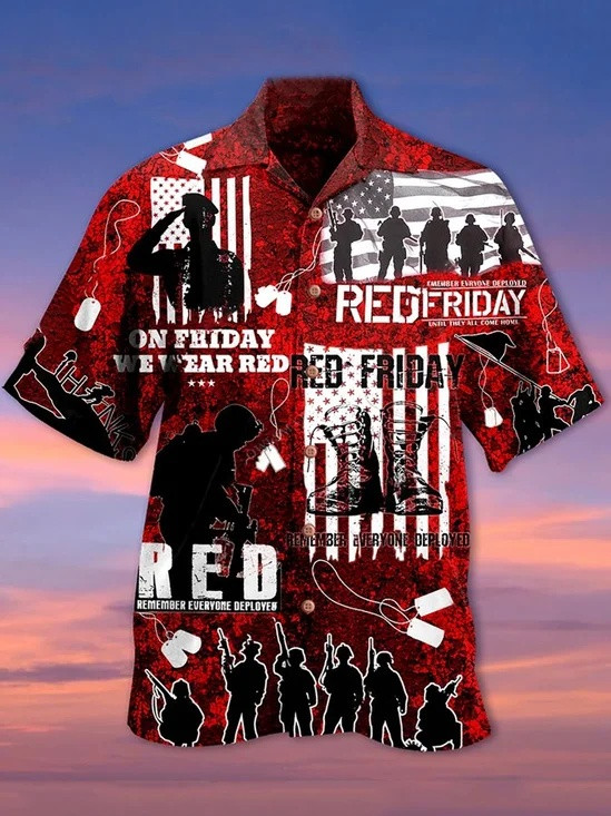 Retro Red Friday Hawaiian Shirt Remember Everyone Deployed Apparel Gift Ideas