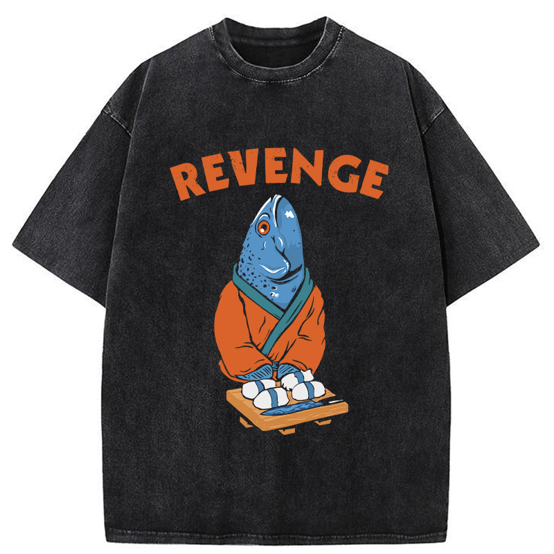 Retro Revenge Fish Washed T-Shirt Retro Humor Graphic Top Gifts For Sister Retro Revenge Fish Washed T-Shirt Retro Humor Graphic Top Gifts For Sister