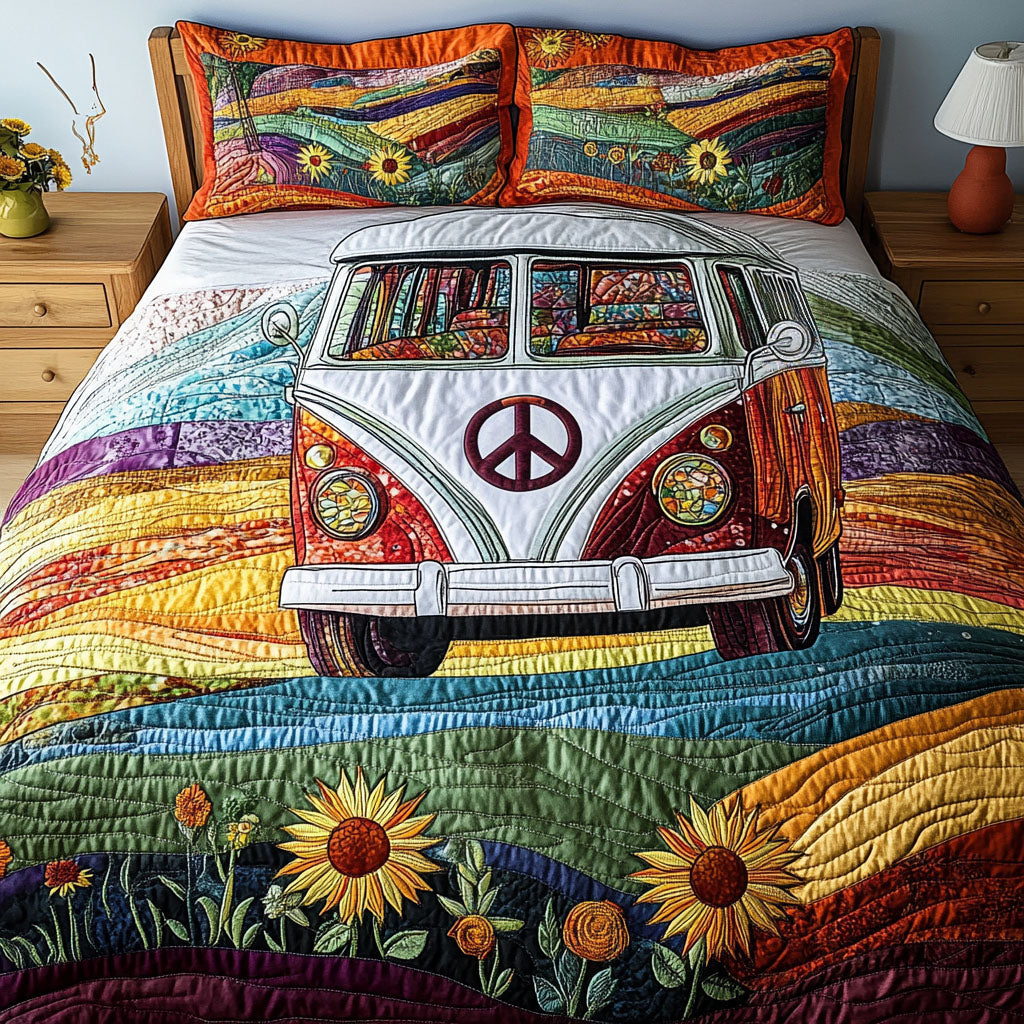 Retro Roadster Quilted Bedding Set Bed Decor Ideas Cool Gifts For Hippies