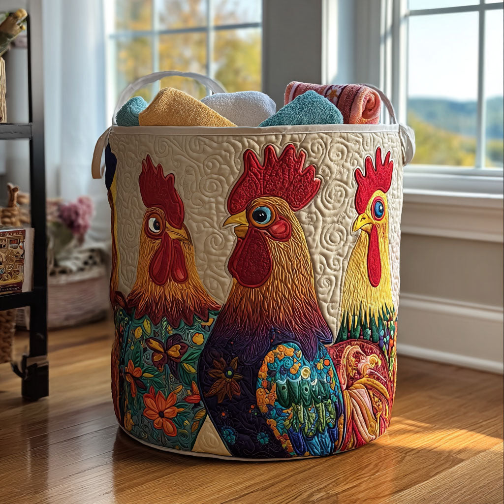Retro Roos Quilted Laundry Basket Luxury Quilted Storage Basket Gift for Home Decor Lovers