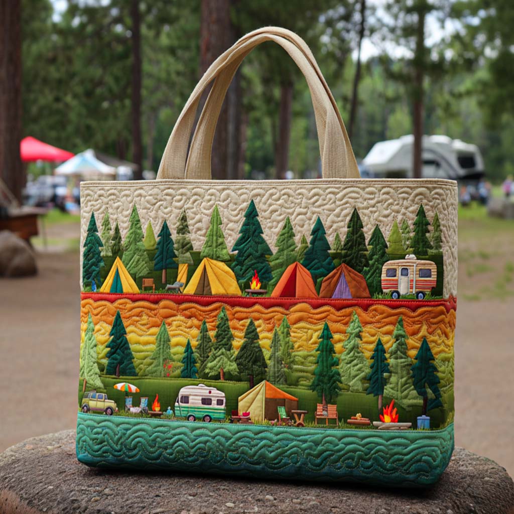 Retro RV Charm Quilted Tote Bag Gift For Camper